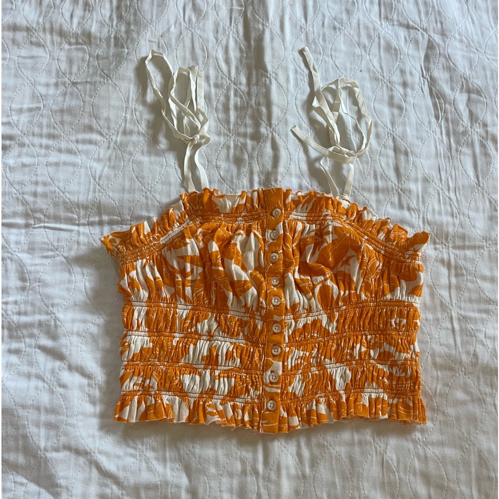 urban orange and white tie top